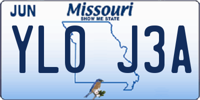 MO license plate YL0J3A