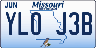 MO license plate YL0J3B