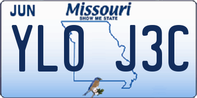 MO license plate YL0J3C