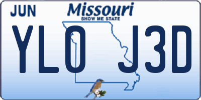 MO license plate YL0J3D