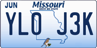 MO license plate YL0J3K