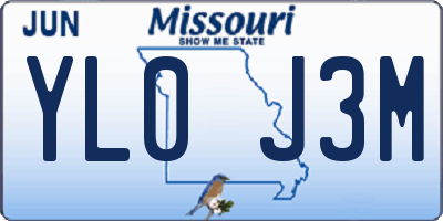 MO license plate YL0J3M