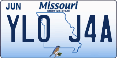 MO license plate YL0J4A