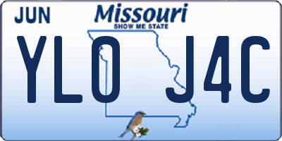 MO license plate YL0J4C