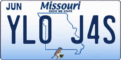 MO license plate YL0J4S