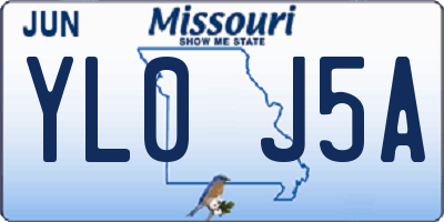 MO license plate YL0J5A