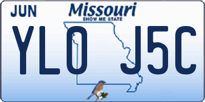 MO license plate YL0J5C