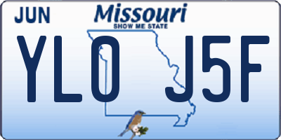 MO license plate YL0J5F