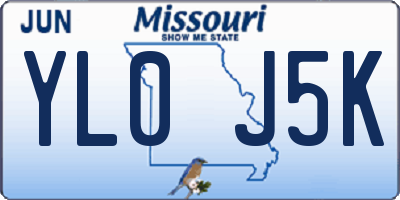 MO license plate YL0J5K