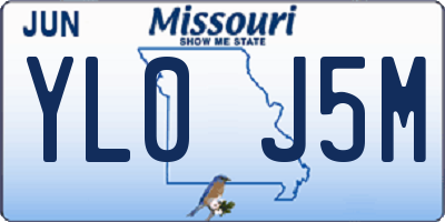 MO license plate YL0J5M