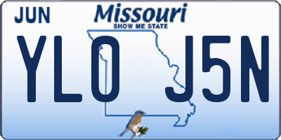 MO license plate YL0J5N