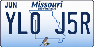 MO license plate YL0J5R