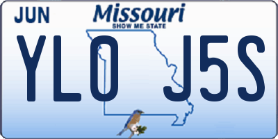 MO license plate YL0J5S