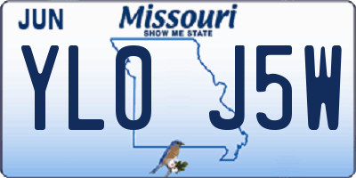 MO license plate YL0J5W