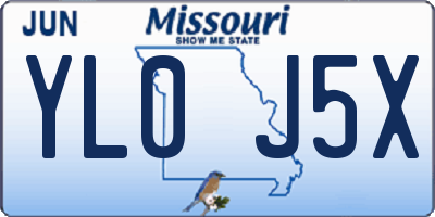 MO license plate YL0J5X