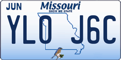 MO license plate YL0J6C