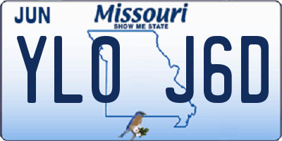 MO license plate YL0J6D
