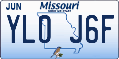 MO license plate YL0J6F
