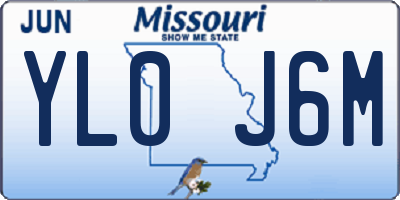 MO license plate YL0J6M