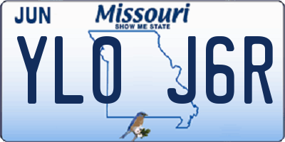 MO license plate YL0J6R
