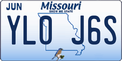 MO license plate YL0J6S