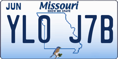 MO license plate YL0J7B