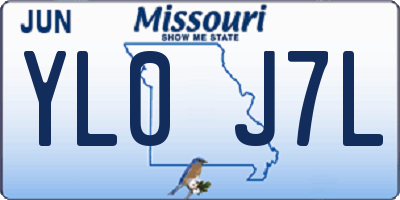 MO license plate YL0J7L
