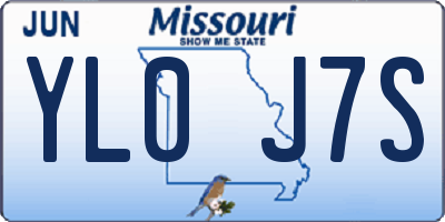 MO license plate YL0J7S