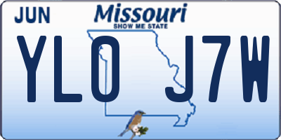 MO license plate YL0J7W