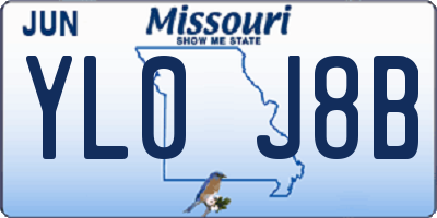MO license plate YL0J8B