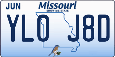 MO license plate YL0J8D