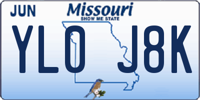 MO license plate YL0J8K