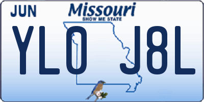 MO license plate YL0J8L
