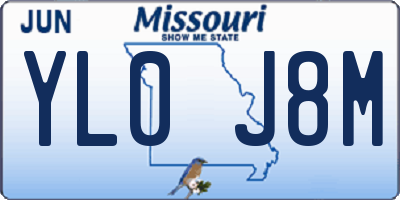 MO license plate YL0J8M