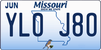 MO license plate YL0J8O
