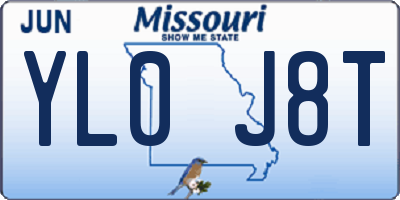 MO license plate YL0J8T
