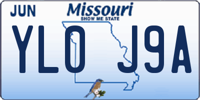 MO license plate YL0J9A