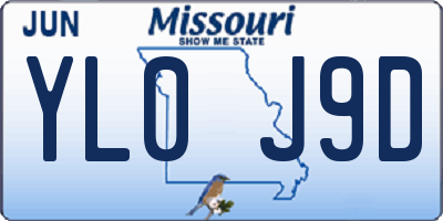 MO license plate YL0J9D