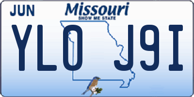 MO license plate YL0J9I