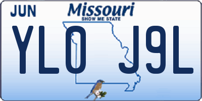 MO license plate YL0J9L