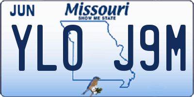 MO license plate YL0J9M
