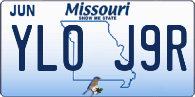 MO license plate YL0J9R