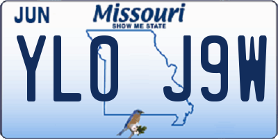 MO license plate YL0J9W