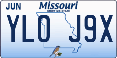 MO license plate YL0J9X