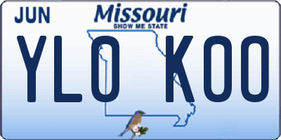 MO license plate YL0K0O
