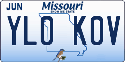 MO license plate YL0K0V