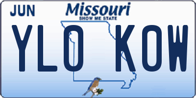 MO license plate YL0K0W