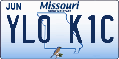 MO license plate YL0K1C