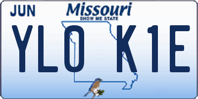 MO license plate YL0K1E