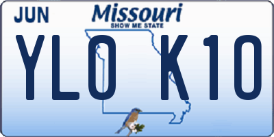 MO license plate YL0K1O